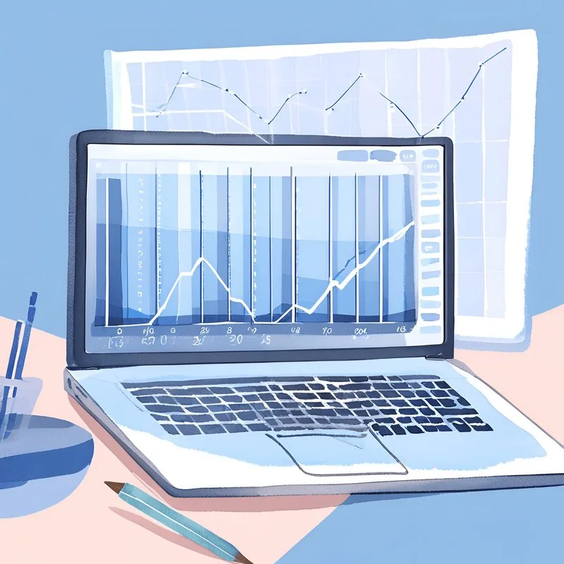 Laptop displaying graphs and charts, illustrating Network Fee Review analysis.